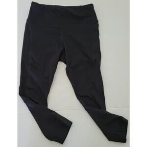 NIKE Dri-Fit Yoga Running Womens Medium Black Ankle Leggins Hip Logo Hidden Zip